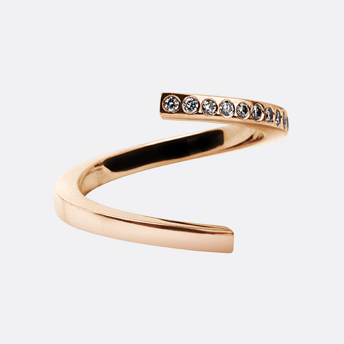 Twist Ring In 18k Rose Gold With Diamonds Haniel Jewelry Twist Ring In 18k Rose Gold With Diamonds