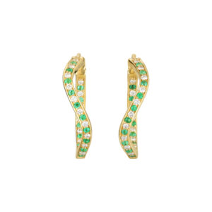 Hoops in 18-Karat Gold with Diamonds and Emeralds