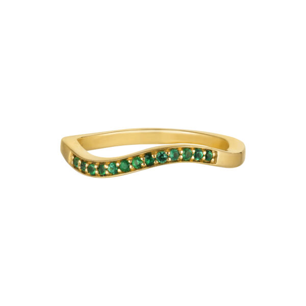 Ring in 18-Karat Gold with Emeralds - Wave Collection