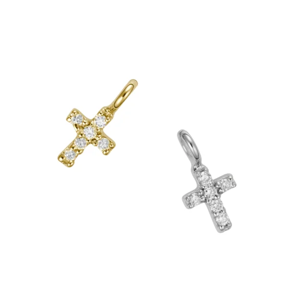 Tiny Kors med Diamanter i 18 Karat Guld