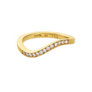 Ring in 18-Karat Gold with White Diamonds - Wave Collection