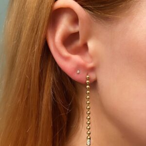 Bead Chain Dangle Earrings with Diamonds
